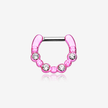 Colorline Elan Multi-Gem Septum Clicker-Pink/Clear